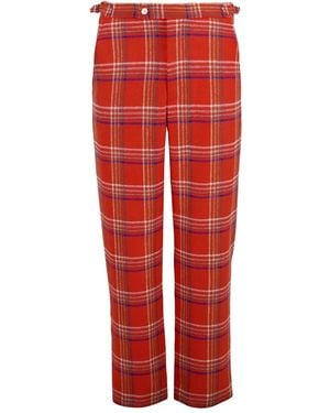 Bode Plaid-Pattern Gable Trousers - Red
