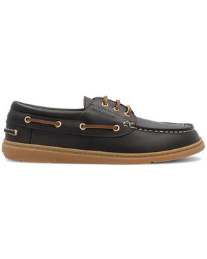 Groundies Tide Contrast-Stitched Boat Shoes - Brown