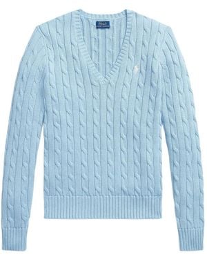 Polo Ralph Lauren Cable-Knit V-Neck Sweater - Blue