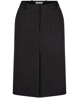 Nina Ricci Pinstriped Wool Midi Skirt - Black
