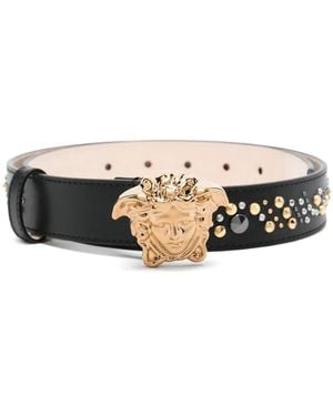 Versace Medusa Leren Riem Met Studs - Wit