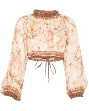 Zimmermann Tie-Dye Cropped Blouse - Pink