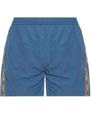 Burberry Badeshorts Mit Karierten Einsätzen - Blau
