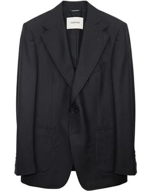 Tom Ford Notched-Lapel Patch-Pocket Blazer - Black