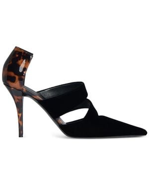 Balmain Velvet And Printed Patent Leather Courts - White