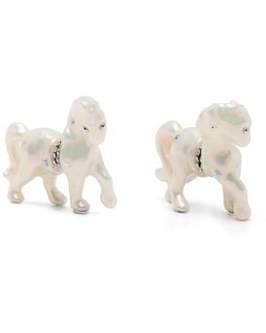 YVMIN Pendientes Con Motivo De Caballo Con Estrellas - Blanco