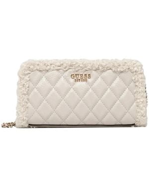 Guess Cristi Quilted Cross Body Bag - Natural