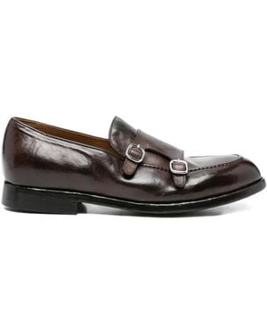 Green George Buckle Leather Monk Shoes - White