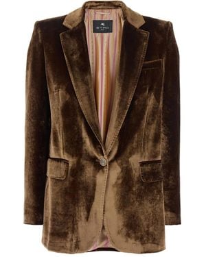 Etro Single-Breasted Jacket With Notched Revers - Brown