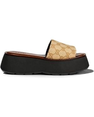 Gucci Sandalen Met Gg-Patroon En Plateauzool - Zwart
