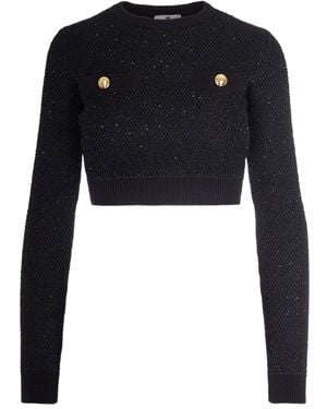 Elisabetta Franchi Top Mit Pailletten - Schwarz