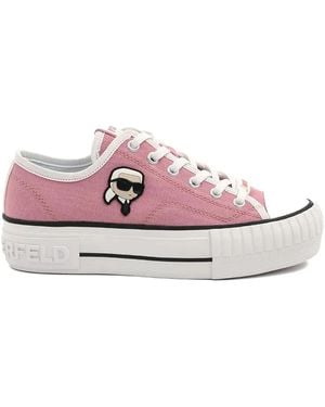 Karl Lagerfeld Logo-Print Lace-Up Trainers - Pink