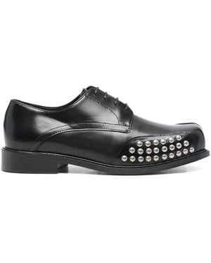 STEFAN COOKE Stud-Panel Square-Toe Derby Shoes - Black