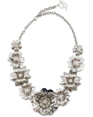Blumarine Floral-Embellished Chain Necklace - Metallic