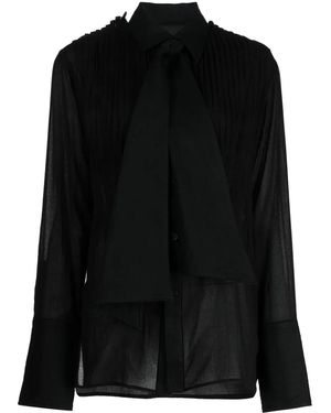 Yohji Yamamoto Bluse Mit Schleifenkragen - Schwarz