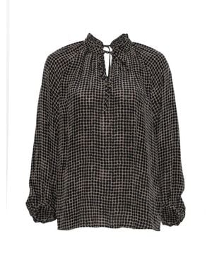 Marc O' Polo Polka-Dot Tie-Neck Blouse - Black