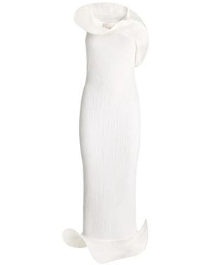 Genny Ruffled Ribbed Dress - White