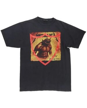 HTC Graphic-Print Logo-Detail T-Shirt - Blue