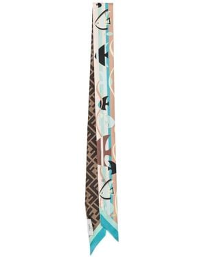 Fendi Schal Mit Fisch-Print - Blau