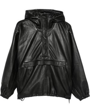 Rohe Chaqueta De Piel Con Capucha - Negro