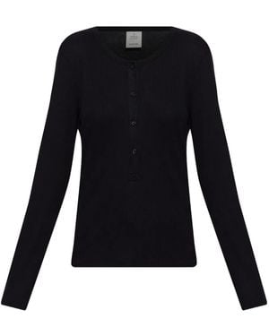 Munthe Grace Geribbelde Polotop - Zwart