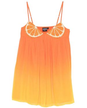 Leslie Amon Citrus Sequin-Embellished Ombre Mini Dress - Orange