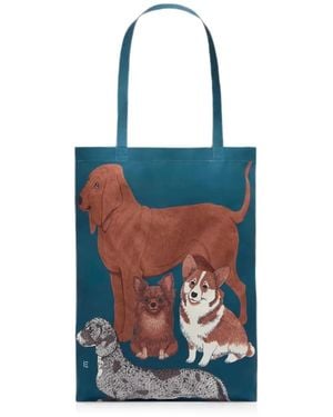 Inoui Edition Tou Shopper Met Hondenprint - Blauw