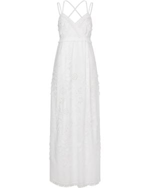 Alberta Ferretti Intricate Sangallo Cotton Blend Dress - White