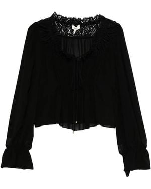 Chloé Lace-Trimmed Pleated Blouse - Black