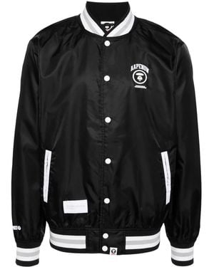 Aape By A Bathing Ape Stripe-Trim Bomber Jacket - Black