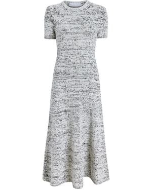 Proenza Schouler Short-Sleeve Speckled Knit Midi Dress - Grey