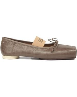 MM6 by Maison Martin Margiela Crocodile-Embossed Ballet Flats - Brown