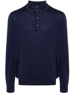 Kiton Fein Gestricktes Poloshirt - Blau