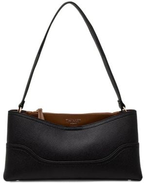 Twinset Grained-Texture Shoulder Bag - Black