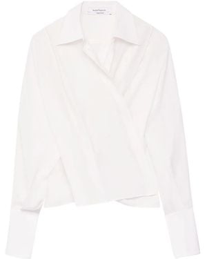 Another Tomorrow Asymmetrisch Geplooide Zijden Blouse - Wit
