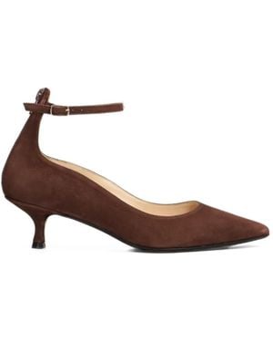 Anna F. Pointed-Toe Ankle-Strap Pumps - Brown