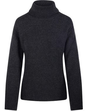 P.A.R.O.S.H. Gerippter Pullover mit Reißverschlussdetail - Blau