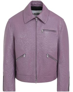 Jil Sander Lederjacke mit Reißverschluss - Lila