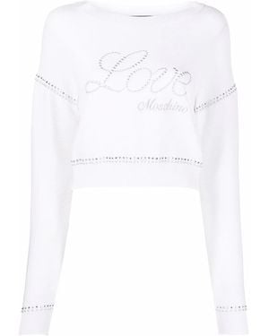 Love Moschino Embroidered Logo Cotton Jumper - White