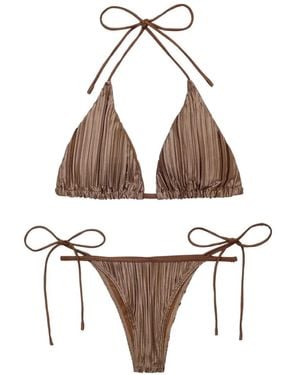 Elegancia Bikini Coco Triangular Plisado - Marrón