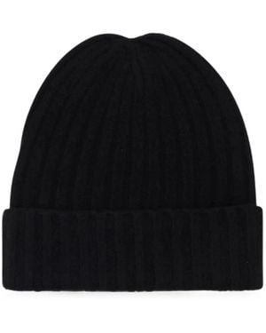 V von Goat Ribbed-Knit Beanie Hat - Black