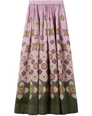 La DoubleJ Maxi-Rok Met Bloemenprint - Roze