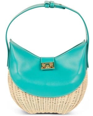 Rodo Bolso De Mano Con Ribete De Cuero - Azul
