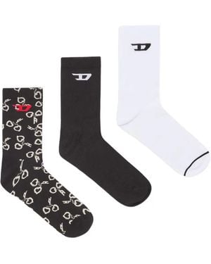 DIESEL Lot De 3 Paires De Chaussettes À Motif De Menottes - Blanc