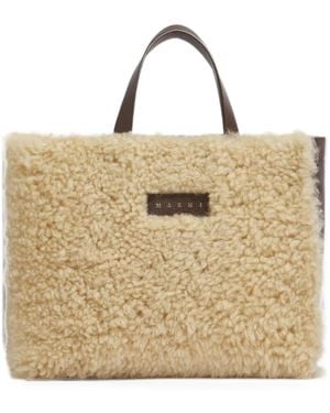 Marni Museo Soft Shearling Tote Bag - Natural