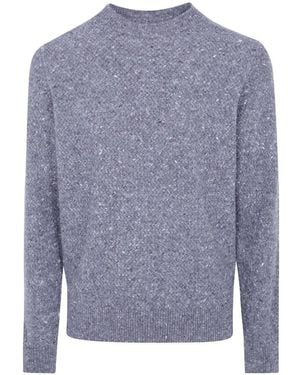 FILIPPO DE LAURENTIIS Crew-Neck Bouclé Jumper - Blue