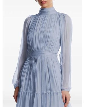 Framboise Alena Mock-Neck Silk Mini Dress - Blue