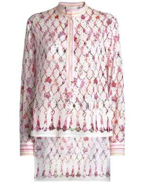 Genny Chemise Fleurie À Manches Longues - White