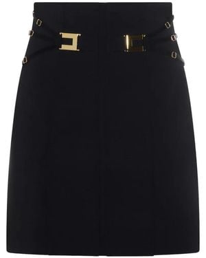 Elisabetta Franchi Logo-Plaque Belted Mini Skirt - Black