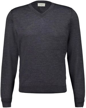 Piacenza Cashmere Trui Met V-Hals En Lange Mouwen - Blauw